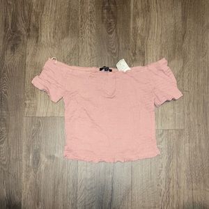 Mauve Off The Shoulder Crop Top